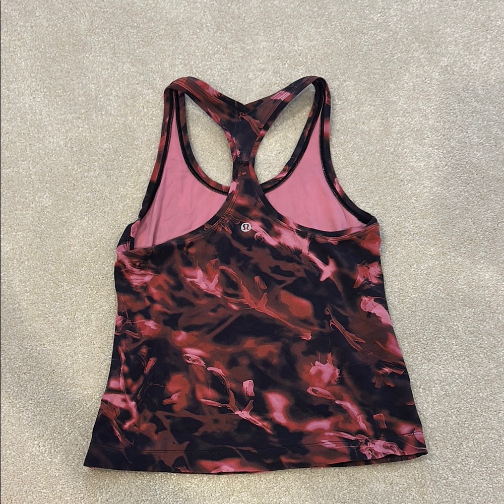 Lululemon Athletica Pink and Black Fitted Crop Tank Top